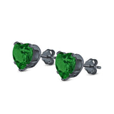 Heart Stud Earrings Simulated Cubic Zirconia 925 Sterling Silver (4mm-8mm)