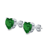 Heart Stud Earrings Simulated Cubic Zirconia 925 Sterling Silver (4mm-8mm)