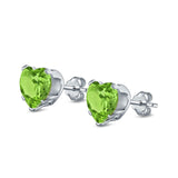 Heart Stud Earrings Simulated Cubic Zirconia 925 Sterling Silver (4mm-8mm)