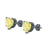 Heart Stud Earrings Simulated Cubic Zirconia 925 Sterling Silver (4mm-8mm)