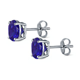 Stud Earrings Round Simulated Cubic Zirconia 925 Sterling Silver (3mm-12mm)