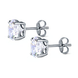 Stud Earrings Round Simulated Cubic Zirconia 925 Sterling Silver (3mm-12mm)