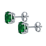 Stud Earrings Round Simulated Cubic Zirconia 925 Sterling Silver (3mm-12mm)