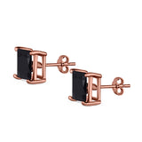 Halo Stud Earrings Princess Cut Simulated Cubic Zirconia 925 Sterling Silver (4mm-10mm)