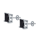 Halo Stud Earrings Princess Cut Simulated Cubic Zirconia 925 Sterling Silver (4mm-10mm)