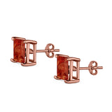 Halo Stud Earrings Princess Cut Simulated Cubic Zirconia 925 Sterling Silver (4mm-10mm)