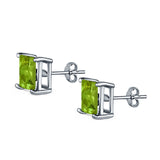 Halo Stud Earrings Princess Cut Simulated Cubic Zirconia 925 Sterling Silver (4mm-10mm)
