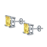 Halo Stud Earrings Princess Cut Simulated Cubic Zirconia 925 Sterling Silver (4mm-10mm)