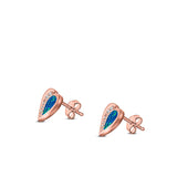 Heart Stud Earring Created Opal Solid 925 Sterling Silver (9mm)