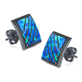 Stud Earring Square Shape Lab Created Opal 925 Sterling Silver (13mm)