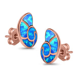 Solitaire Stud Earring Lab Created Opal 925 Sterling Silver (14mm)