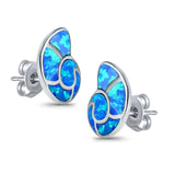 Solitaire Stud Earring Lab Created Opal 925 Sterling Silver (14mm)