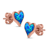 Heart Stud Earrings Created Opal 925 Sterling Silver (10mm)