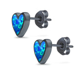 Stud Heart Earrings Created Opal 925 Sterling Silver(8mm)