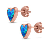 Stud Heart Earrings Created Opal 925 Sterling Silver(8mm)