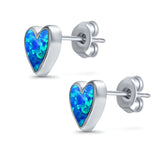 Stud Heart Earrings Created Opal 925 Sterling Silver(8mm)