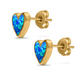 Stud Heart Earrings Created Opal 925 Sterling Silver(8mm)