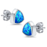 Stud Triangle Earrings Created Opal 925 Sterling Silver(8mm)