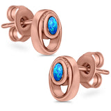 Stud Round Earrings Created Opal 925 Sterling Silver (8mm)