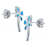 Firefly Stud Earring Lab Created Opal 925 Sterling Silver (18mm)
