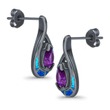 Stud Earrings Created Opal Simulated Amethyst CZ 925 Sterling Silver (20mm)