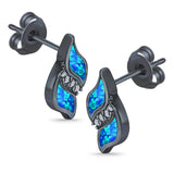 Stud Earring Lab Created Opal Simulated CZ 925 Sterling Silver (14mm)