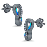 Infinity Stud Earrings Lab Created Opal 925 Sterling Silver (15mm)