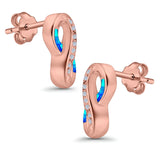 Infinity Stud Earrings Lab Created Opal 925 Sterling Silver (15mm)
