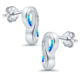 Infinity Stud Earrings Lab Created Opal 925 Sterling Silver (15mm)