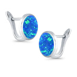 Stud Earrings Lab Created Opal 925 Sterling Silver (14mm)