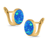 Stud Earrings Lab Created Opal 925 Sterling Silver (14mm)