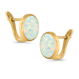 Stud Earrings Lab Created Opal 925 Sterling Silver (14mm)