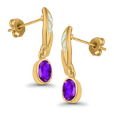 Stud Earrings Lab Created Opal Oval Simulated Amethyst 925 Sterling Silver (24mm)