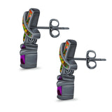 X CrissCross Stud Earrings Created Opal  Amethyst CZ 925 Sterling Silver (20mm)