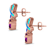 X CrissCross Stud Earrings Created Opal  Amethyst CZ 925 Sterling Silver (20mm)