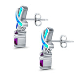 X CrissCross Stud Earrings Created Opal  Amethyst CZ 925 Sterling Silver (20mm)