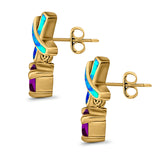 X CrissCross Stud Earrings Created Opal  Amethyst CZ 925 Sterling Silver (20mm)