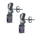 X CrissCross Stud Earrings Created Opal  Amethyst CZ 925 Sterling Silver (20mm)