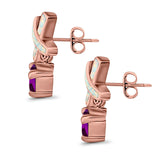 X CrissCross Stud Earrings Created Opal  Amethyst CZ 925 Sterling Silver (20mm)