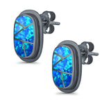 Stud Earrings Lab Created Opal 925 Sterling Silver (18mm)