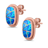 Stud Earrings Lab Created Opal 925 Sterling Silver (18mm)