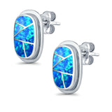 Stud Earrings Lab Created Opal 925 Sterling Silver (18mm)