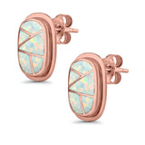 Stud Earrings Lab Created Opal 925 Sterling Silver (18mm)