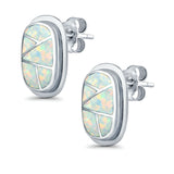 Stud Earrings Lab Created Opal 925 Sterling Silver (18mm)