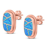 New Style Irregular Shape Stud Earring Created Opal 925 Sterling Silver (18mm)