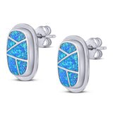 New Style Irregular Shape Stud Earring Created Opal 925 Sterling Silver (18mm)