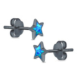 Stud Earrings Lab Created Opal 925 Sterling Silver (5mm)