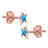 Stud Earrings Lab Created Opal 925 Sterling Silver (5mm)