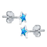 Stud Earrings Lab Created Opal 925 Sterling Silver (5mm)
