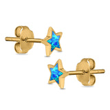 Stud Earrings Lab Created Opal 925 Sterling Silver (5mm)